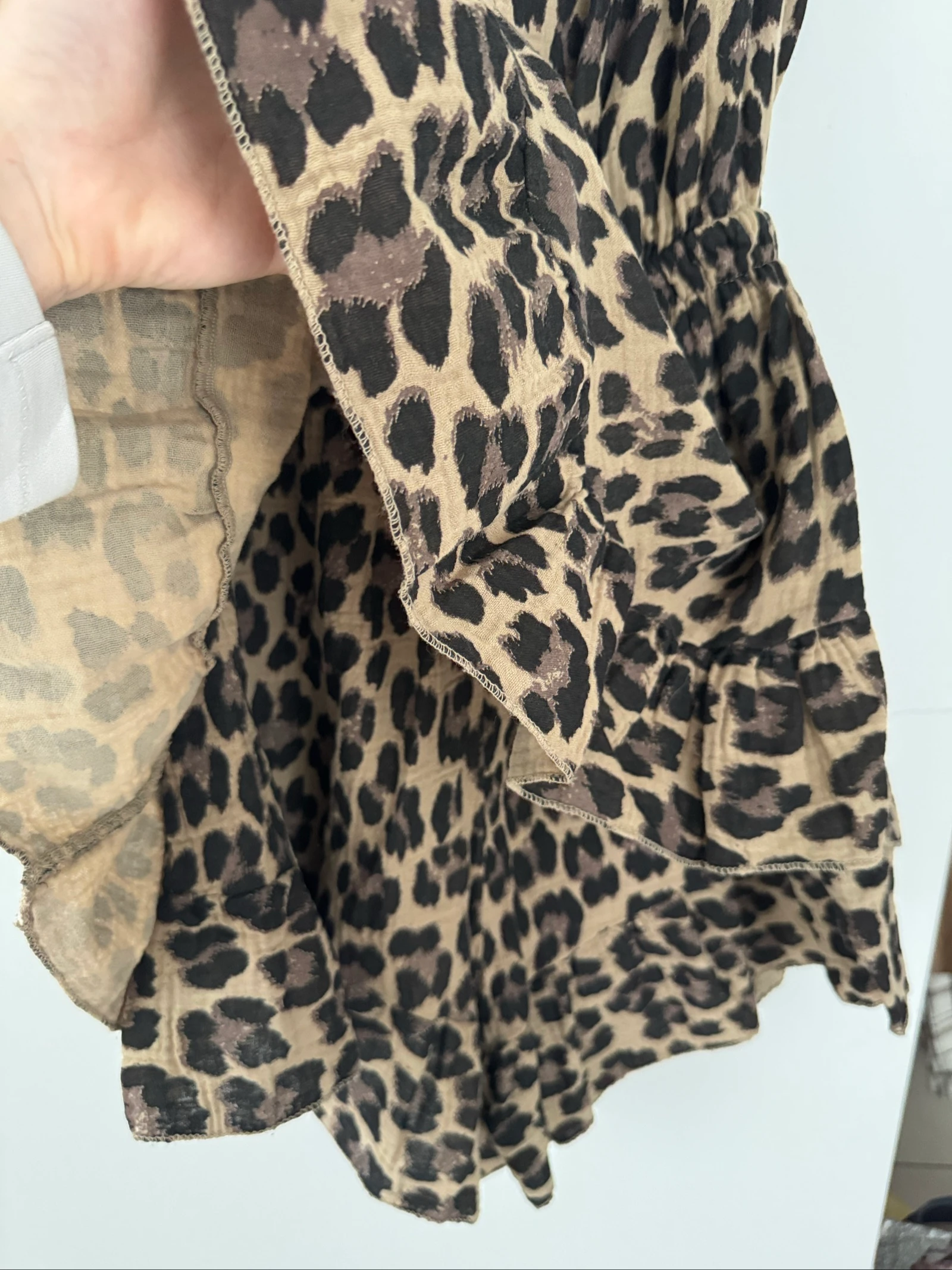 Vestido de ombro único com estampa de leopardo - Gaze de algodão - Feito na Itália - Tamanho único (36 a 40) – photo 3